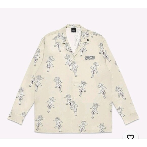 RIPNDIP X Clottee By Clot Dress Shirt Mens Sz XL Long Sleeve Button Up Beige NWT - Picture 3 of 16